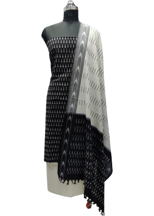 Handlooms Unstitched Suit Material Black And White