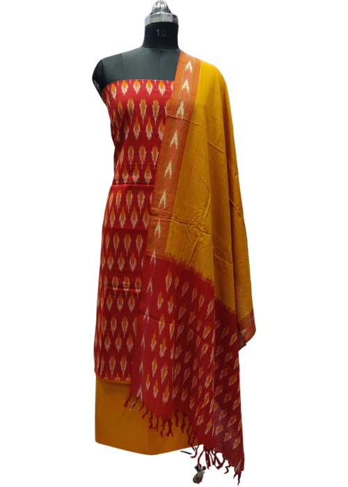 Pochampally Ikat Women Unstitched Cotton Dress Material Suit set