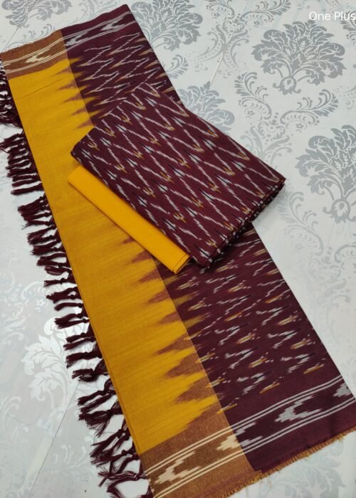 3pc Pochampally Ikat Weave Handloom Cotton Suit Material