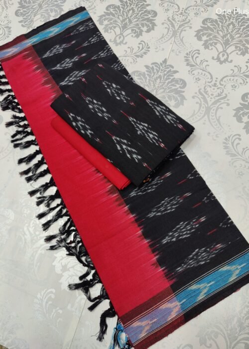 3pc Pochampally Ikat Weave Handloom Cotton Suit Material Set