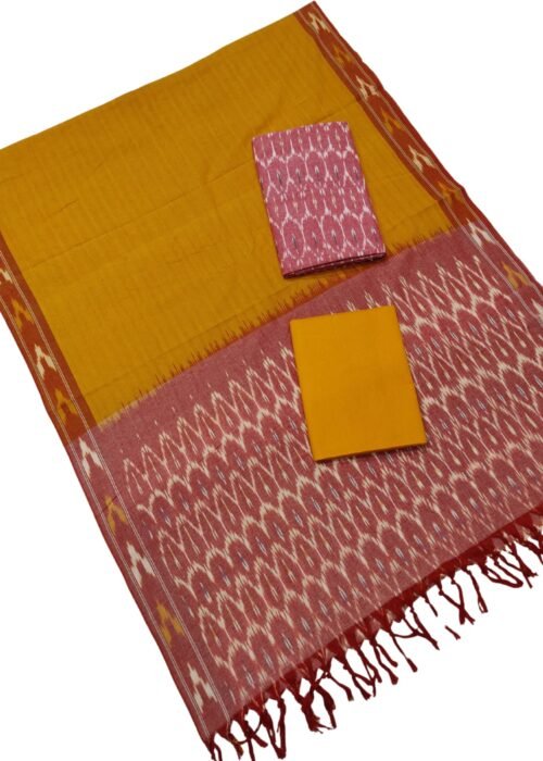 Pochampally Ikat Weave Handloom Cotton Suit Material Set