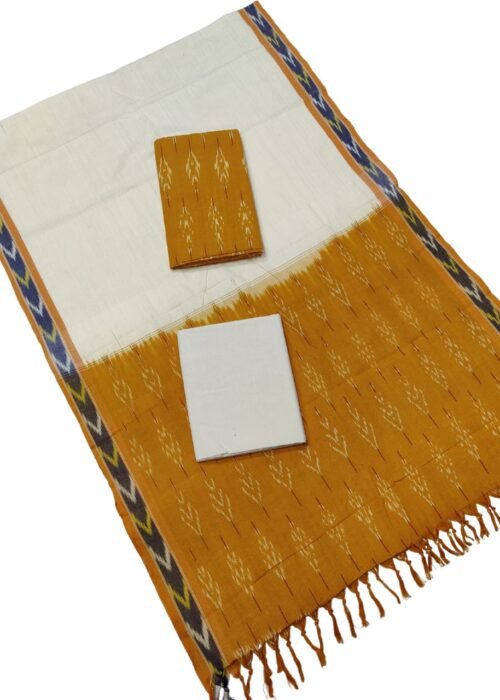 Pochampally Ikat Weave Handloom Cotton Suit Material Set