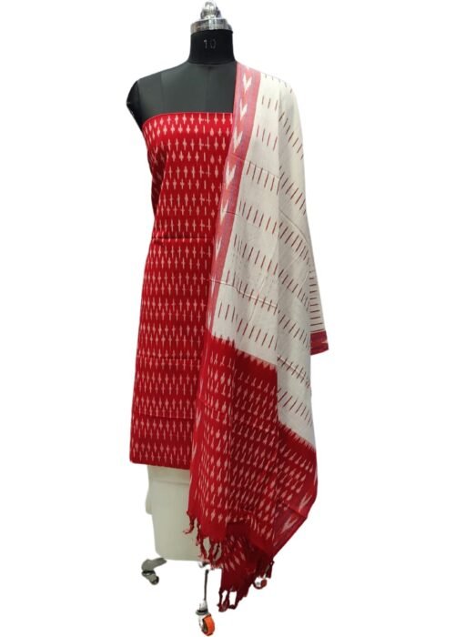 Pochampally Ikat Weave Handloom Cotton Suit Material Set