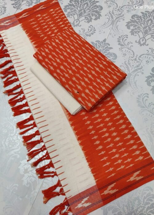 Pochampally Ikat Weave Handloom Cotton Suit Material Set