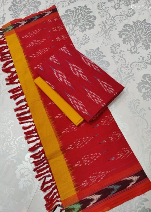 Pochampally Ikat Weave Handloom Cotton Suit Material Set