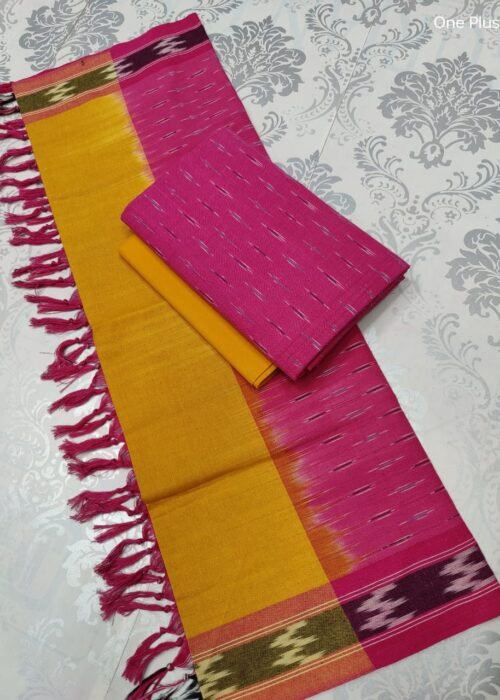 Pochampally Ikat Weave Handloom Cotton Suit Material Set