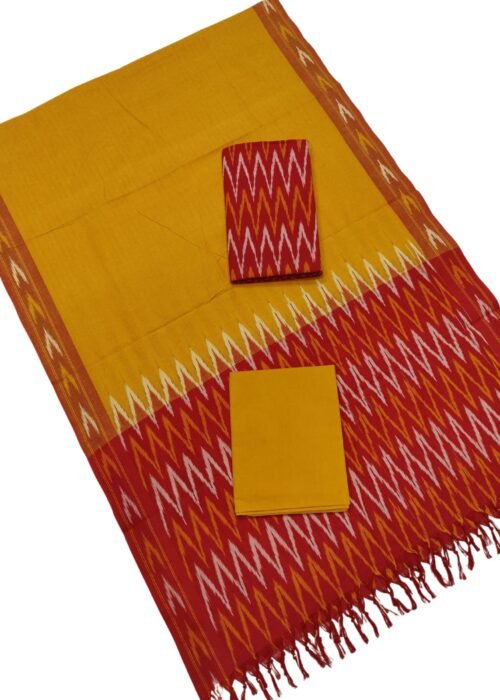 Pochampally Ikat Weave Handloom Cotton Suit Material Set