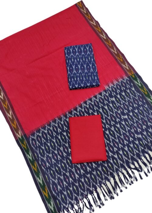 Pochampally Ikat Weave Handloom Cotton Suit Material Set