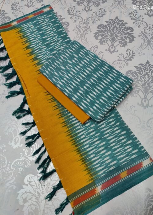 Pochampally Ikat Weave Handloom Cotton Suit Material Set