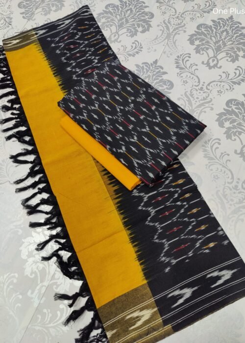 Pochampally Ikat Weave Handloom Cotton Suit Material Set