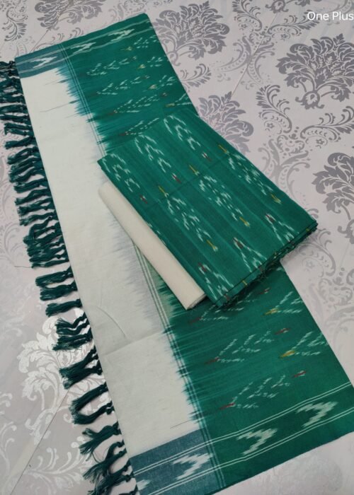 Pochampally Ikat Weave Handloom Cotton Suit Material Set