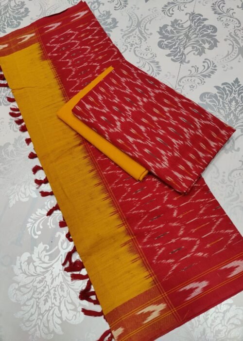 Pochampally Ikat Weave Handloom Cotton Suit Material Set