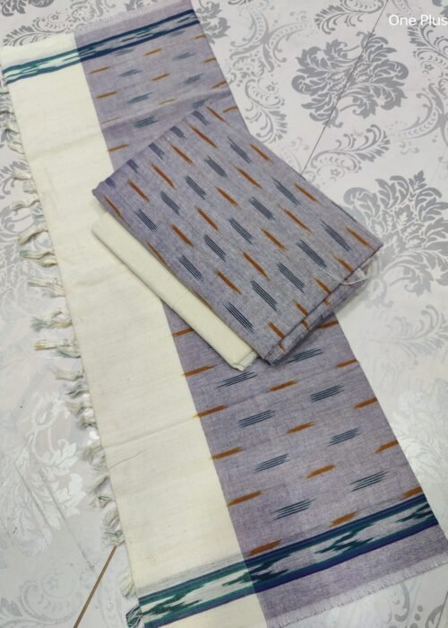 Pochampally Ikat Weave Handloom Cotton Suit Material Set