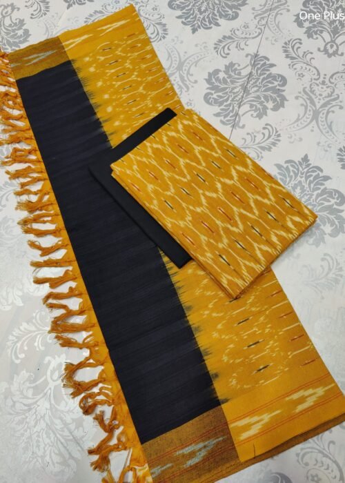 Pochampally Ikat Weave Handloom Cotton Suit Material Set