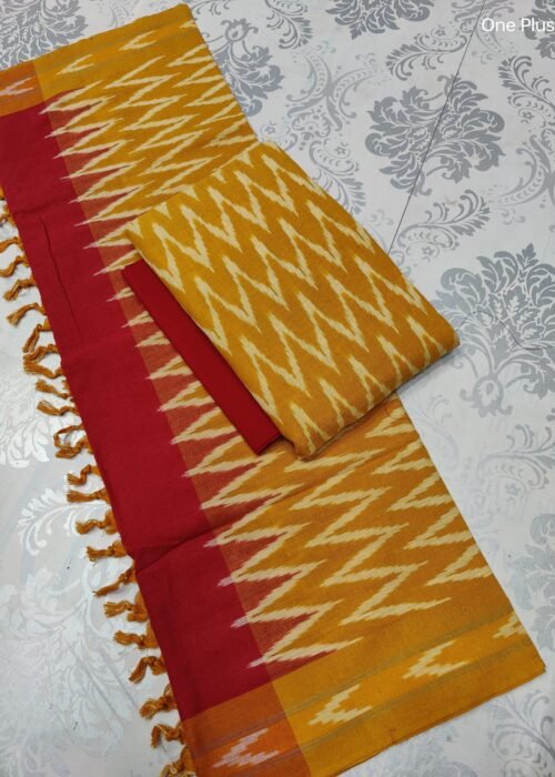 Pochampally Ikat Weave Handloom Cotton Suit Material Set