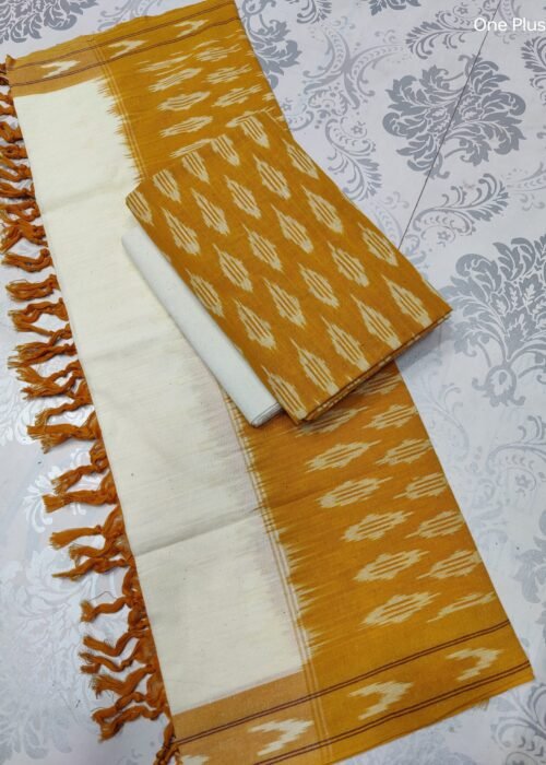 Pochampally Ikat Weave Handloom Cotton Suit Material Set