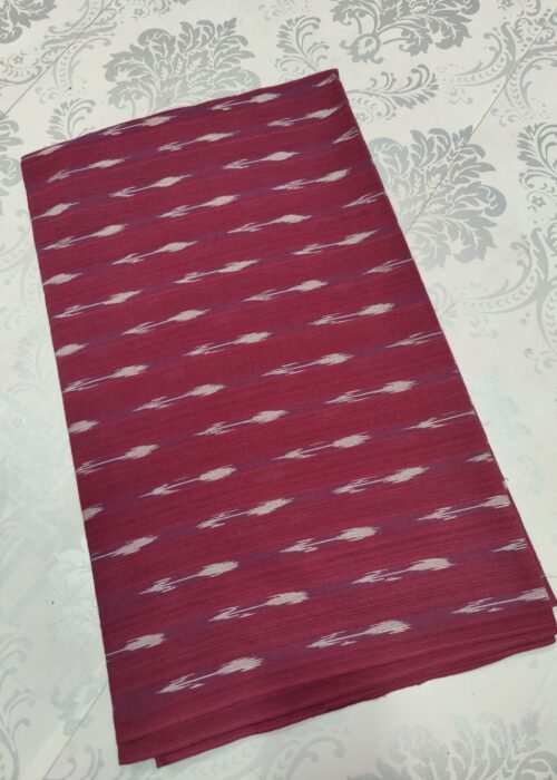 Pochampally Ikat Cotton Fabric Dark Maroon Colour