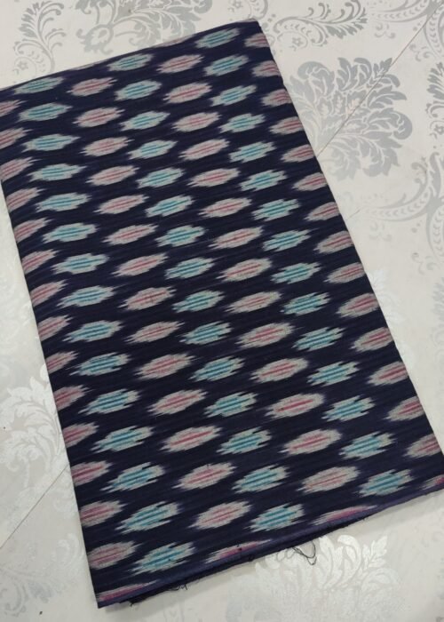 Pochampally Ikat Cotton Fabric Blue With Multiple Colour