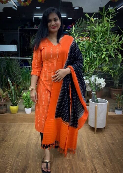 Double Ikat Dress Material Pochampalli Cotton Suit