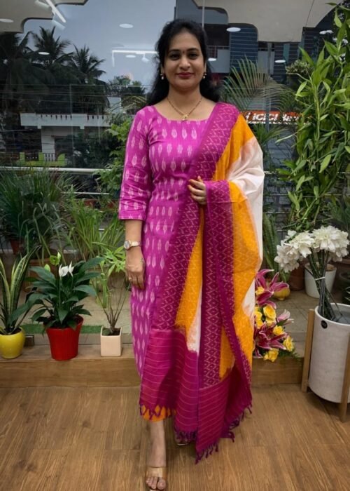 Double Ikat Dress Material Pochampalli Cotton Suit