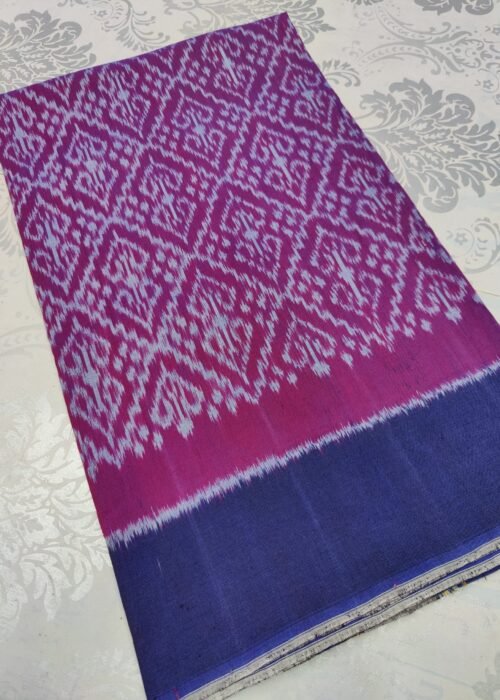 Pochampalli Mercerised Cotton Saree – 5.5 Meters | Handwoven Ikat | Lightweight & Soft | Telangana Weaves