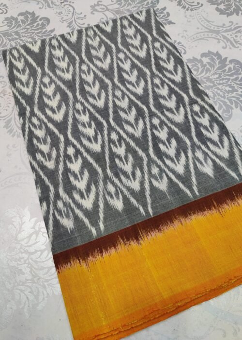 Pochampalli Mercerised Cotton Saree – 5.5 Meters | Handwoven Ikat | Lightweight & Soft | Telangana Weaves