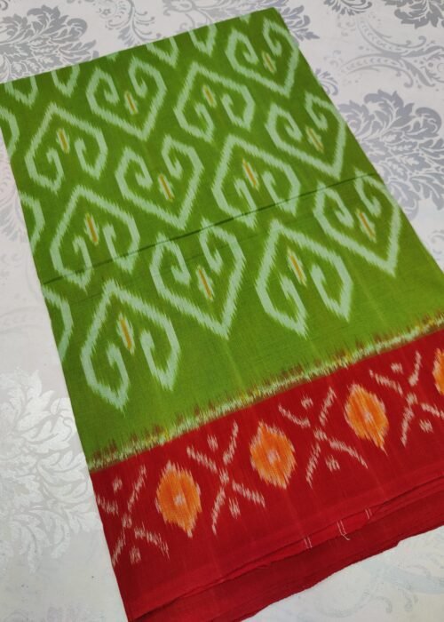 Pochampalli Mercerised Cotton Saree – 5.5 Meters | Handwoven Ikat | Lightweight & Soft | Telangana Weaves