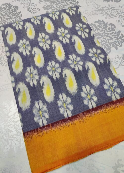 Pochampalli Mercerised Cotton Saree – 5.5 Meters | Handwoven Ikat | Lightweight & Soft | Telangana Weaves