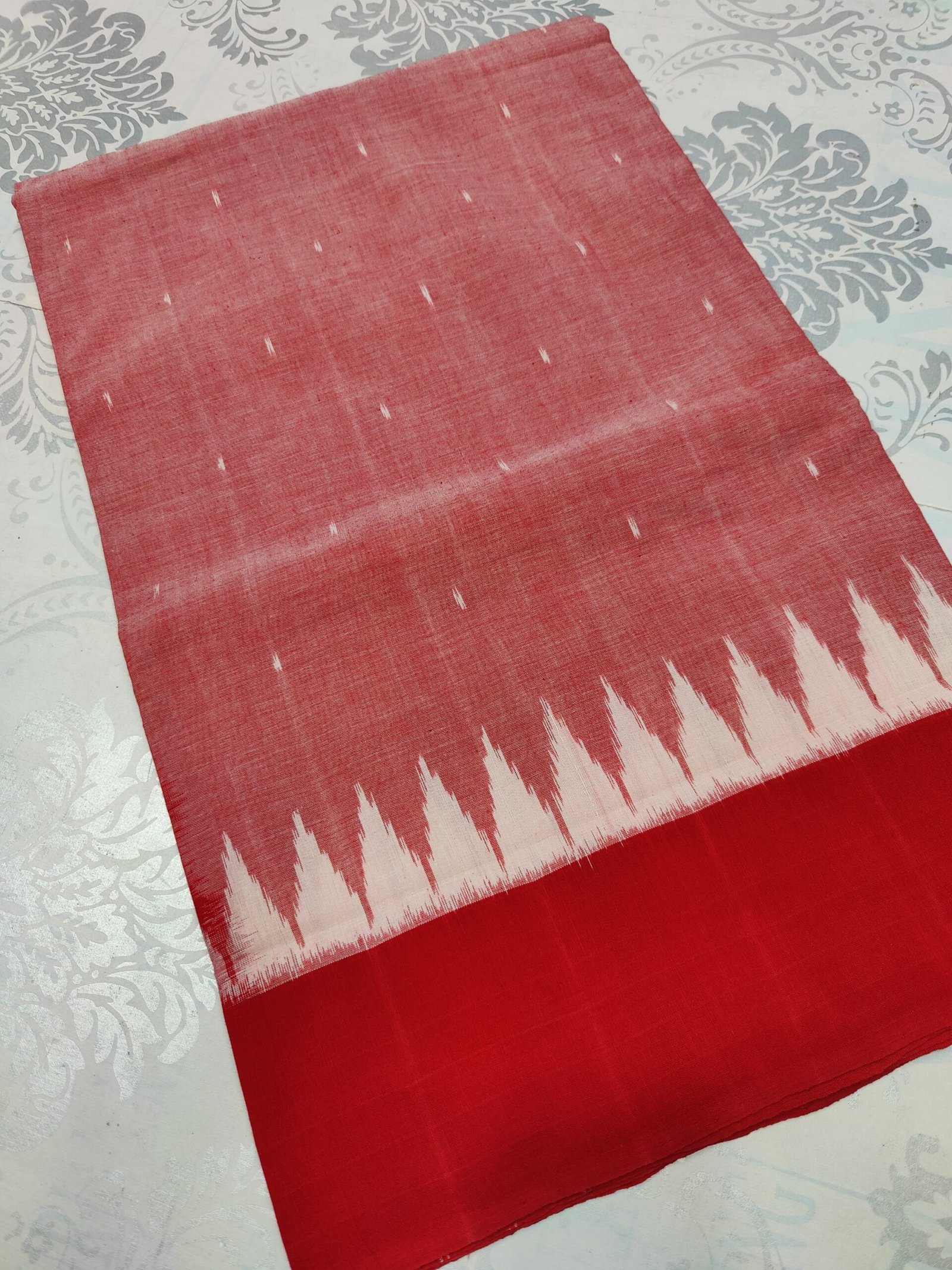 Pochampalli Mercerised Cotton Saree – 5.5 Meters | Handwoven Ikat | Lightweight & Soft | Telangana Weaves