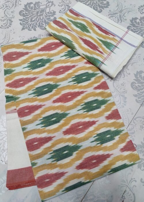 Pochampally Kingsize Cotton Handloom Bedsheet Multi Colour