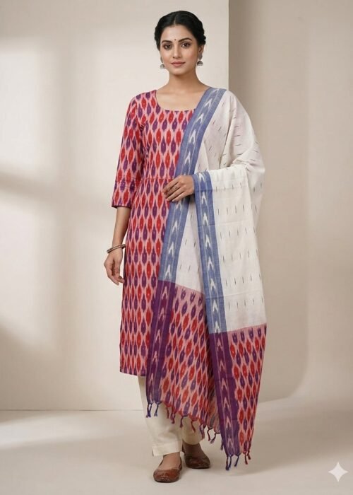Pochampally Ikat Weave Handloom Cotton Material