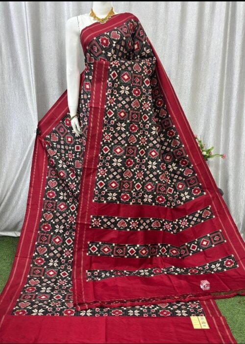 Pochampalli Silk Telia Rumal Saree (5.5 m + 90 cm Blouse)