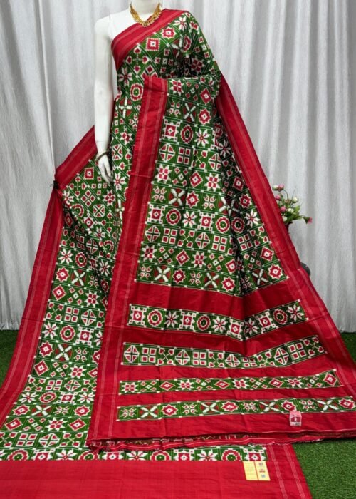 Pochampalli Silk Telia Rumal Saree (5.5 m + 90 cm Blouse)