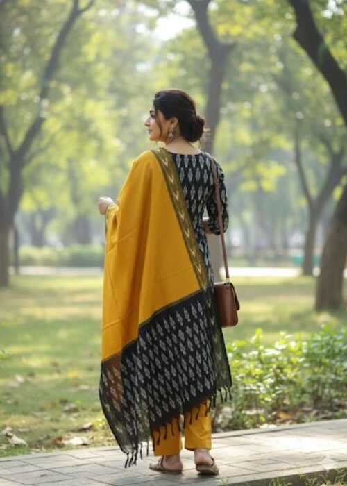 Pochampally Ikat Weave Handloom Cotton Material