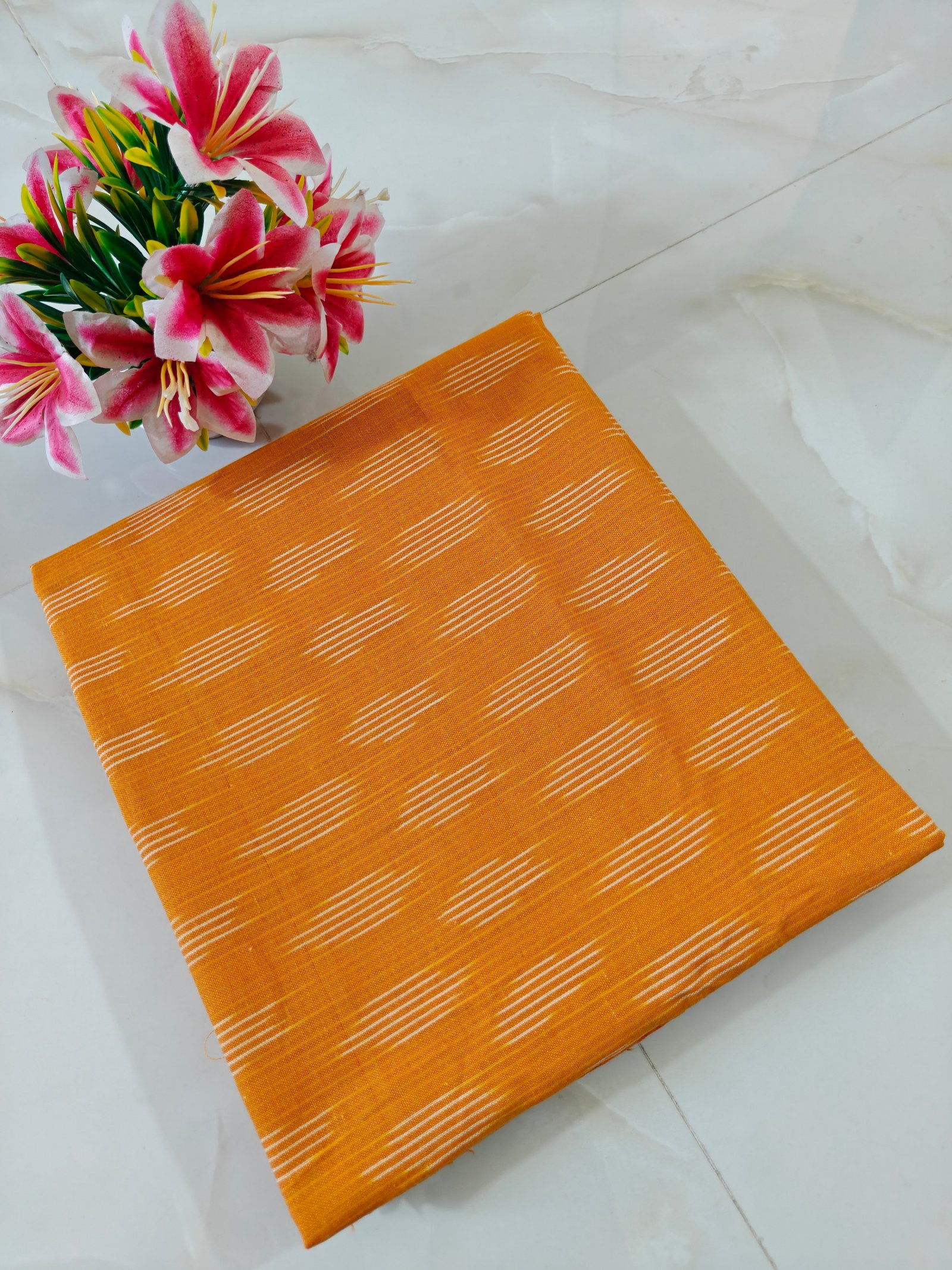 Pochampally Ikat Handloom Cotton Running Fabric 44 Inches Wide | 2/40s Cotton Fabric for Kurtis, Blouses & Men’s Shirts