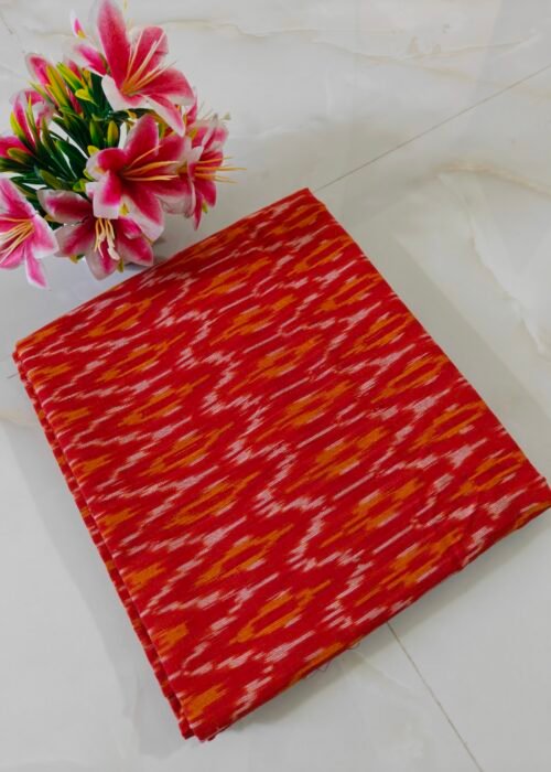 Pochampally Ikat Handloom Cotton Running Fabric 44 Inches Wide | 2/40s Cotton Fabric for Kurtis, Blouses & Men’s Shirts
