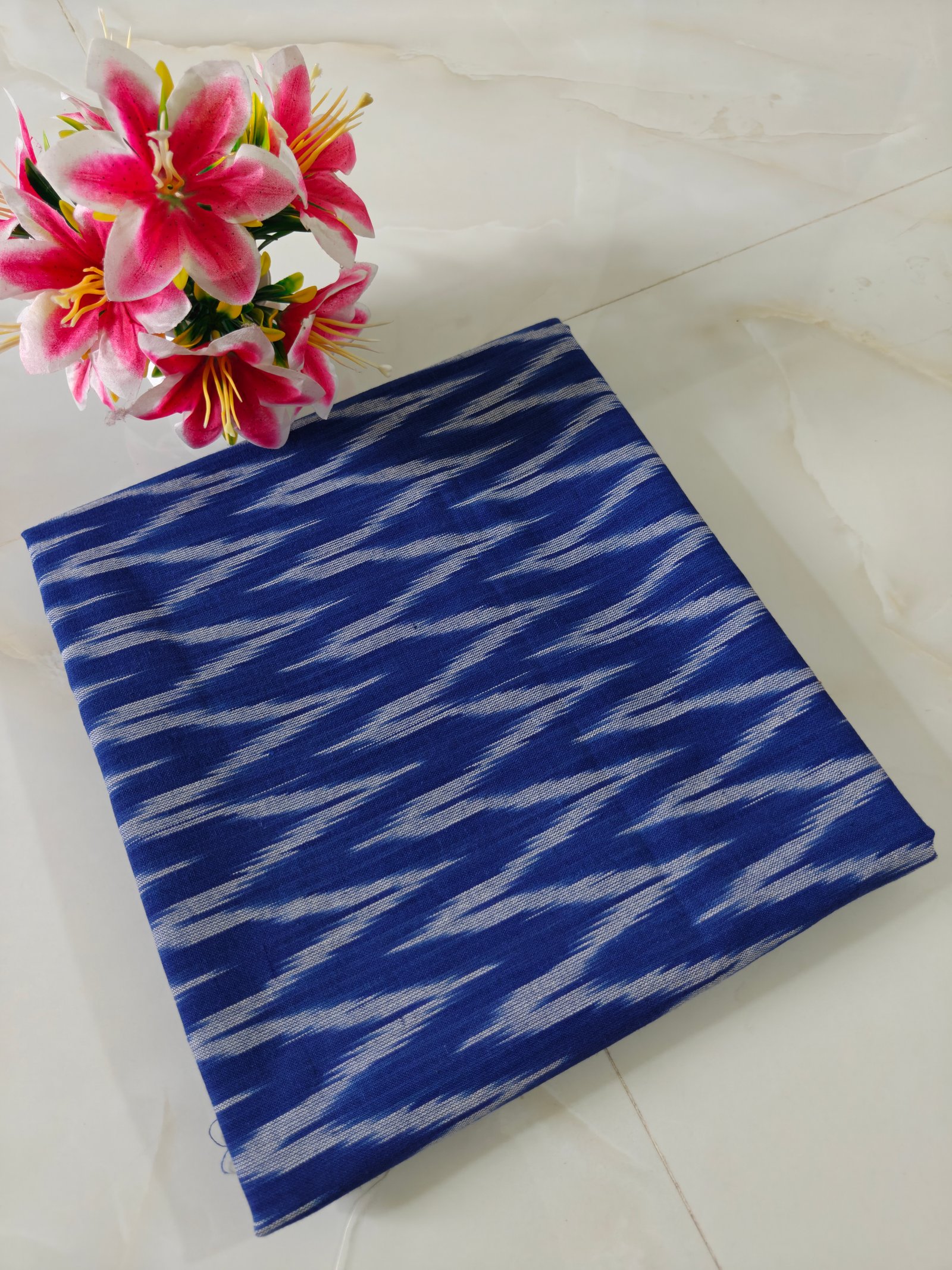 Pochampally Ikat Handloom Cotton Running Fabric 44 Inches Wide | 2/40s Cotton Fabric for Kurtis, Blouses & Men’s Shirts